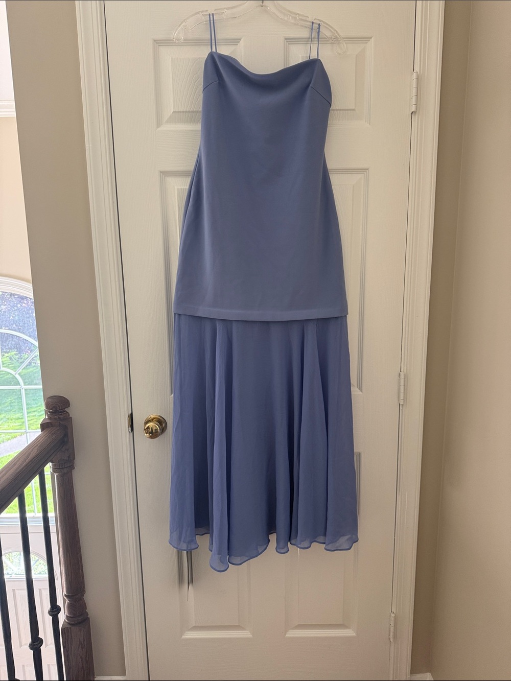 Astr Periwinkle Strapless High-Low Chiffon Skirt